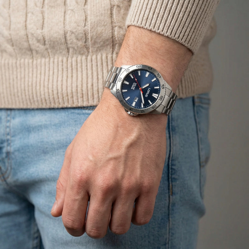 Lorus Solar Herenhorloge Met Blauwe Wijzerplaat RX341AX9-zoom-