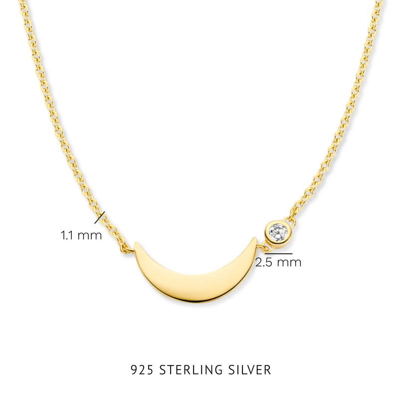 Violet Hamden Luna 925 Sterling Zilveren Gold Plated Ketting met Maan en Witte Zirkonia Steentje VH340046-zoom-
