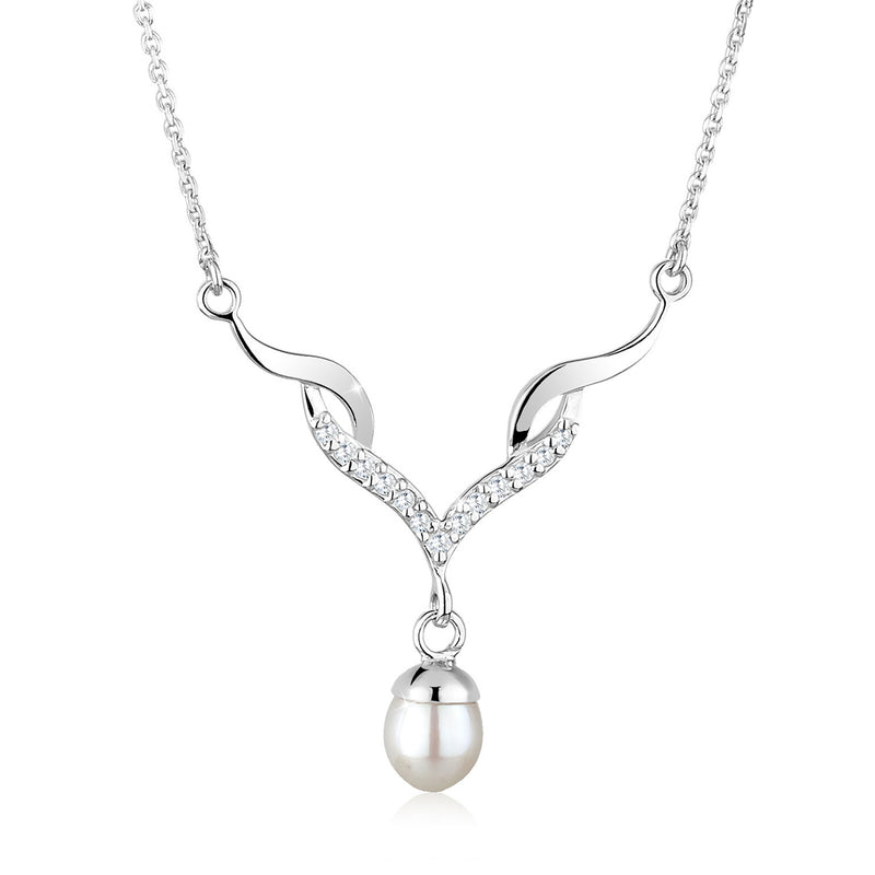 Elli 925 Sterling Silver Pearl Necklace with Zirconia 2004-BF-0007983-001-zoom-