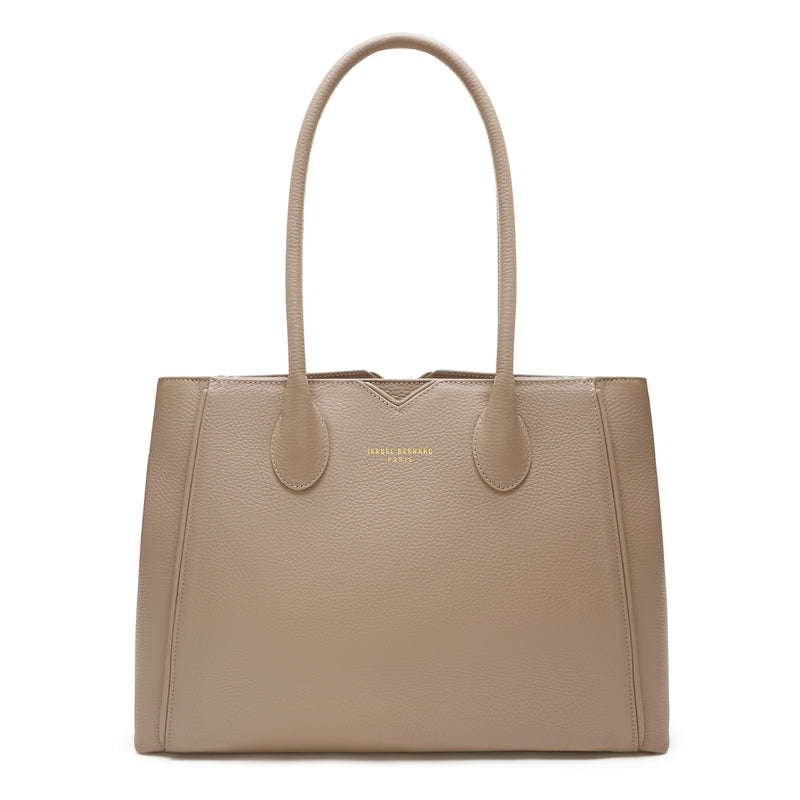 Isabel Bernard Honoré Cloe Taupe Handtas van Kalfsleer IB25016-zoom-