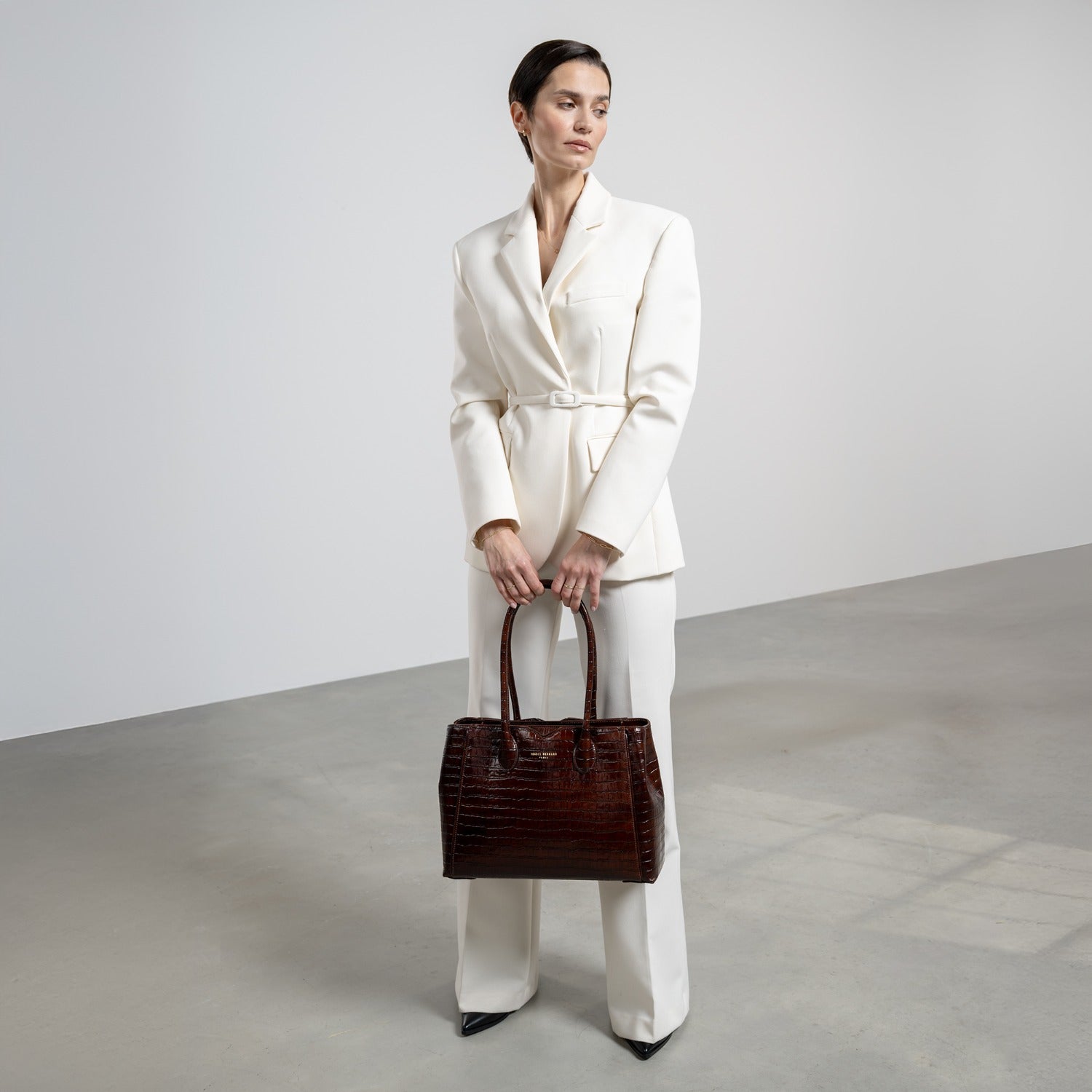 Isabel Bernard Honoré Cloè Croco Brown Handbag IB25006