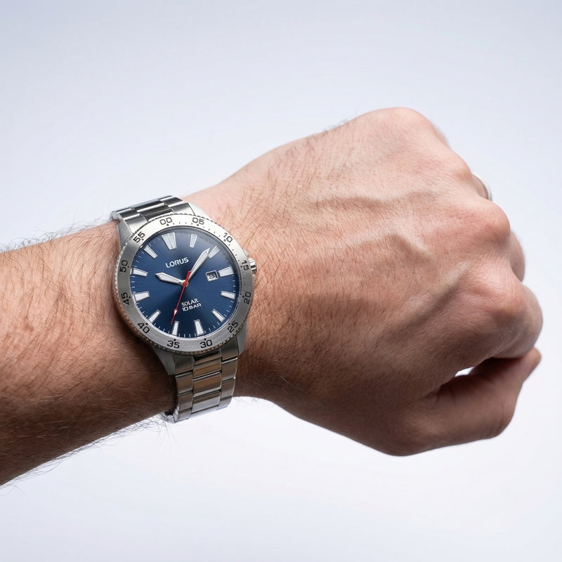 Lorus Solar Herenhorloge Met Blauwe Wijzerplaat RX341AX9-zoom-