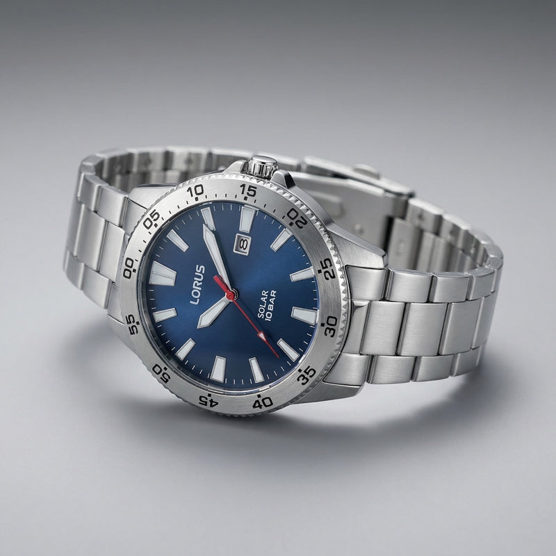 Lorus Solar Herenhorloge Met Blauwe Wijzerplaat RX341AX9-zoom-