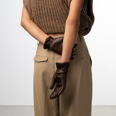 Isabel Bernard Honoré Marcelia dark brown goatskin leather gloves IB67001-331-6.5