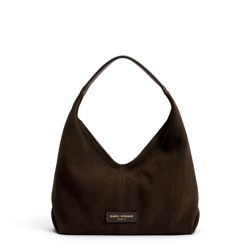 Isabel Bernard Honoré Grace mini donker bruine suède handtas IB21132-131-zoom-