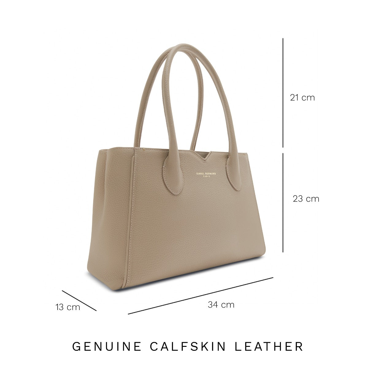 Isabel Bernard Honoré Cloe Midi Taupe Kalfsleren Handtas IB25082-078