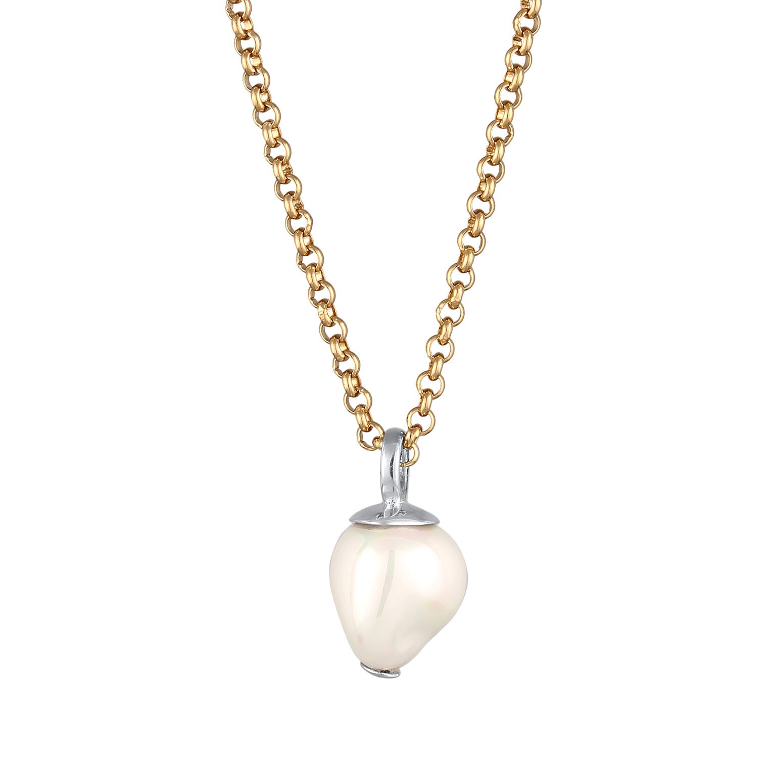 Elli 925 Sterling Silver Pearl Necklace Gold plated with Pearl 2004-BF-0008251-001