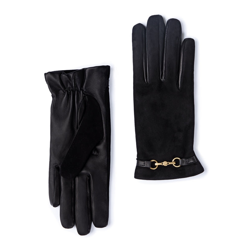 Isabel Bernard Isabel Bernard Honoré Marcelia zwarte suède leren handschoenen van geitenleer IB67001-101-7.5-zoom-