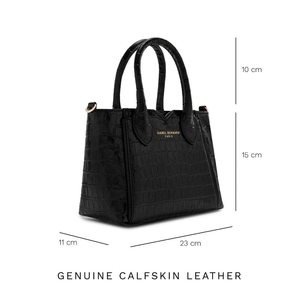 Isabel Bernard Honoré Cloe Mini Croco Black Calfskin Leather Handbag IB21124-201