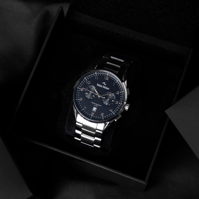 Mats Meier Mont Vélan Chrono Zwart/Zilverkleurig horloge MM10004-zoom-