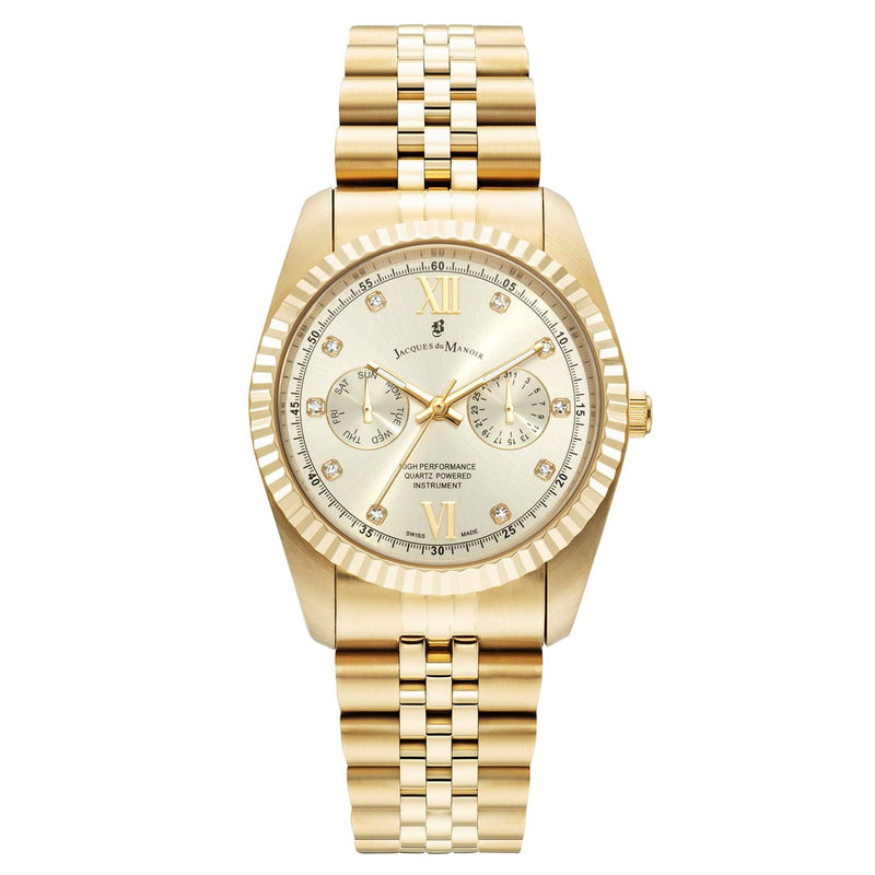 Jacques du Manoir Inspiration Multifunction Goudkleurig Stalen Unisex Horloge JWN06103-zoom-