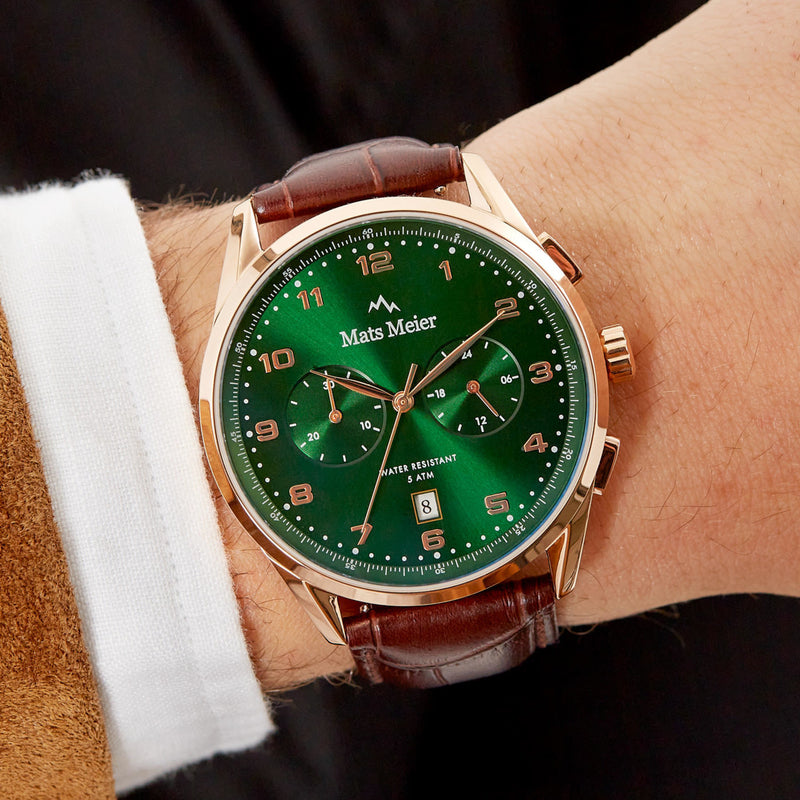 Mats Meier Mont Vélan Chrono Groen/Bruine Horloge MM10002-zoom-