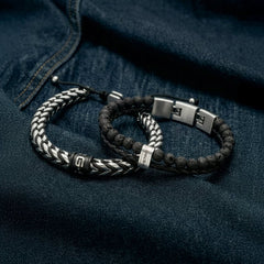 G-STAR DualShield Silver and Black Bracelet GSJ.108.01