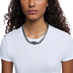 Diesel Oval D Logo Stainless Steel Necklace DX1635931
