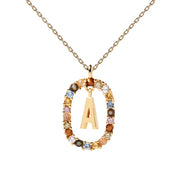 P D Paola 925 Sterling Zilveren Goudkleurige Letter V Ketting CO01-281-U