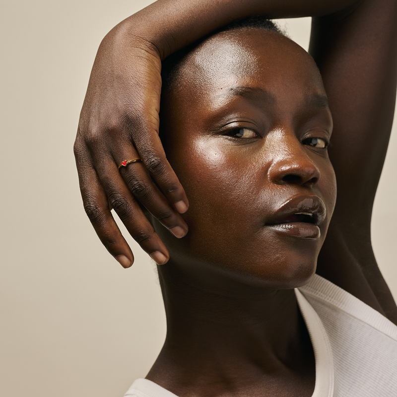 ENAMEL Copenhagen Recycled 925 Sterling Silver Gold Plated Red Adjustable Ring R101G-R48-zoom-