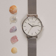 Violet Hamden Day & Night Rond Women'sWatch Silver-coloured and White VH08001