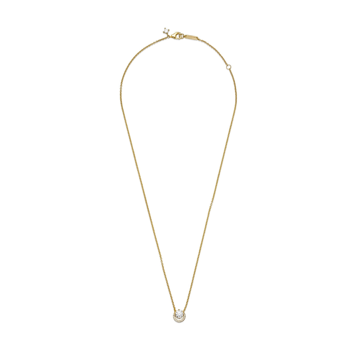Pandora Timeless Gold-coloured Sparkling Round Halo Necklacewith14 Carat Gold Plating 361174C01-45 (Length: 45.00 cm)