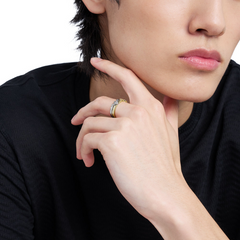 Emporio Armani Silver and Gold Stainless Steel Ring EGS32320407