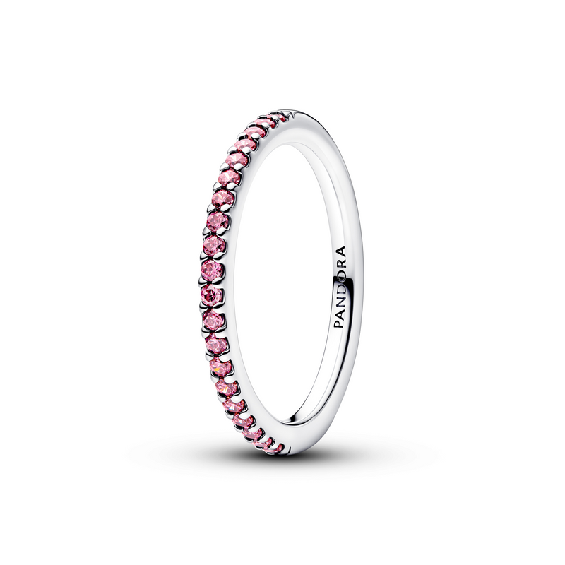 Pandora Timeless 925 Sterling Silver Sparkling Pink Pavé Band Ring 192999C02-56-zoom-