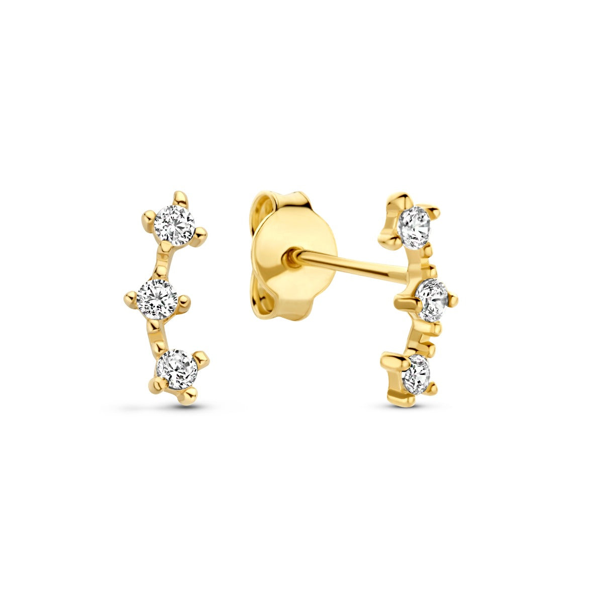 Beloro Jewels Monte Napoleone Mea 9 karat gold ear studs with zirconia BO360085