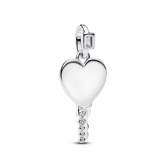 Pandora Moments 925 Sterling Silver Engravable Heart Key Shaped Pendant 394353C01