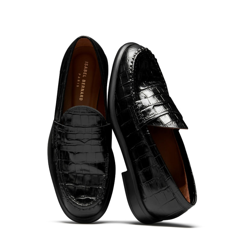 Isabel Bernard Vendôme Blandine Croco Zwarte Kalfsleren Loafers IB51015-201-38-zoom-