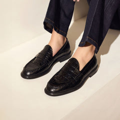 Isabel Bernard Vendôme Blandine croco black calfskin leather loafers IB51015-201-38