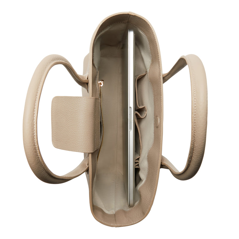 Isabel Bernard Honoré Lysanne Taupe Kalfsleren Shopper IB25023-zoom-