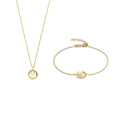 Beloro Jewels Regalo d'Amore 9 karat gold necklace and bracelet gift set with pearl BO90018