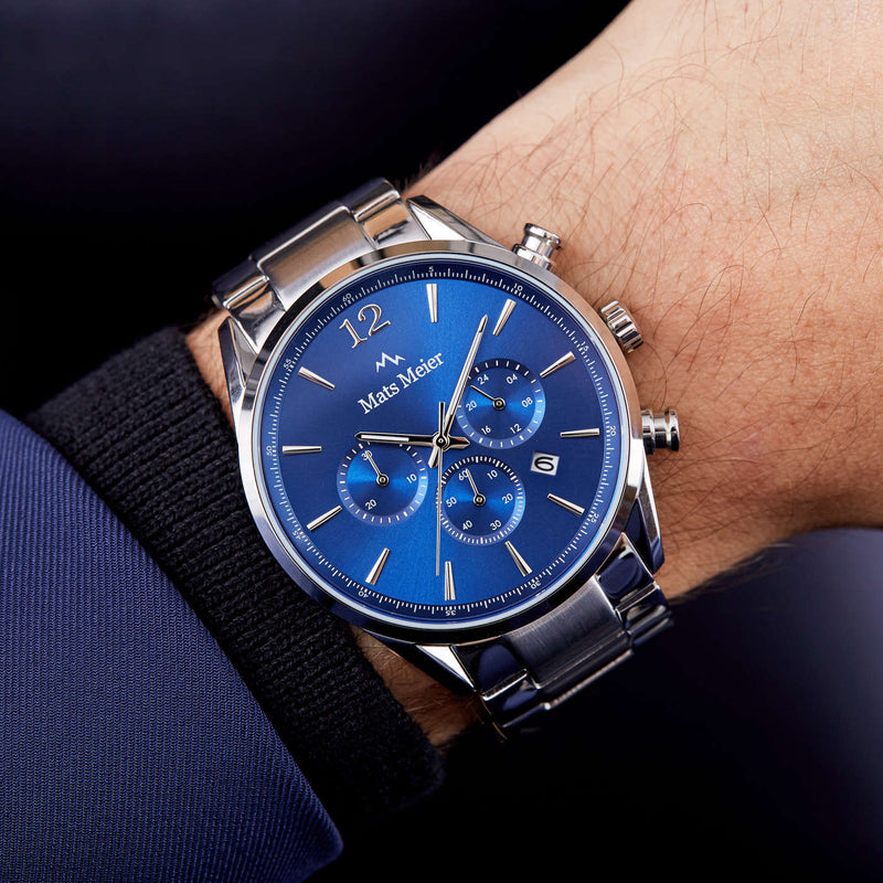Mats Meier Grand Cornier Chrono Blauw/Zilverkleurig horloge MM00108-zoom-