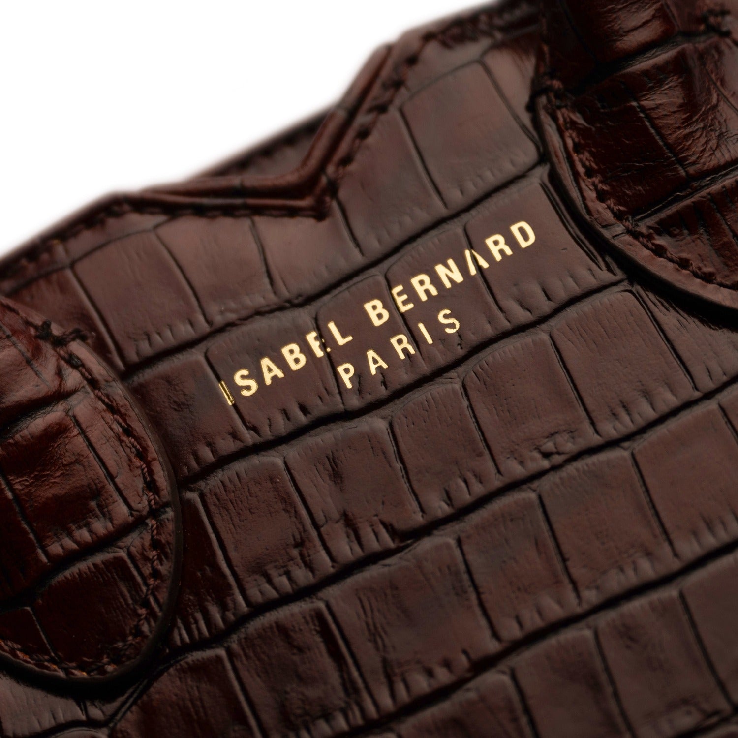 Isabel Bernard Honoré Cloe Mini Croco Brown Calfskin Leather Handbag IB21124-230