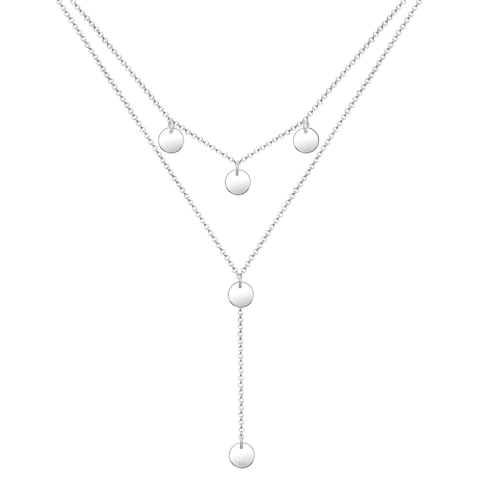 Elli 925 Sterling Silver Layered Y Chain Necklace 2004-BF-0007677-001