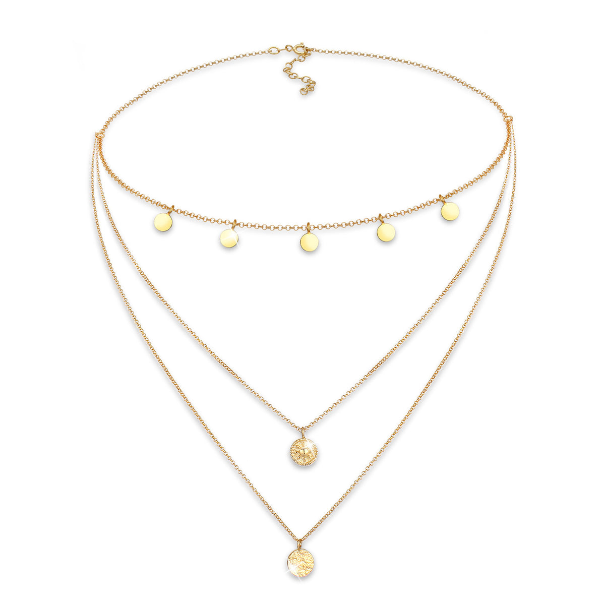 Elli 925 Sterling Silver Layered Choker with Coin 2004-BF-0007784-001