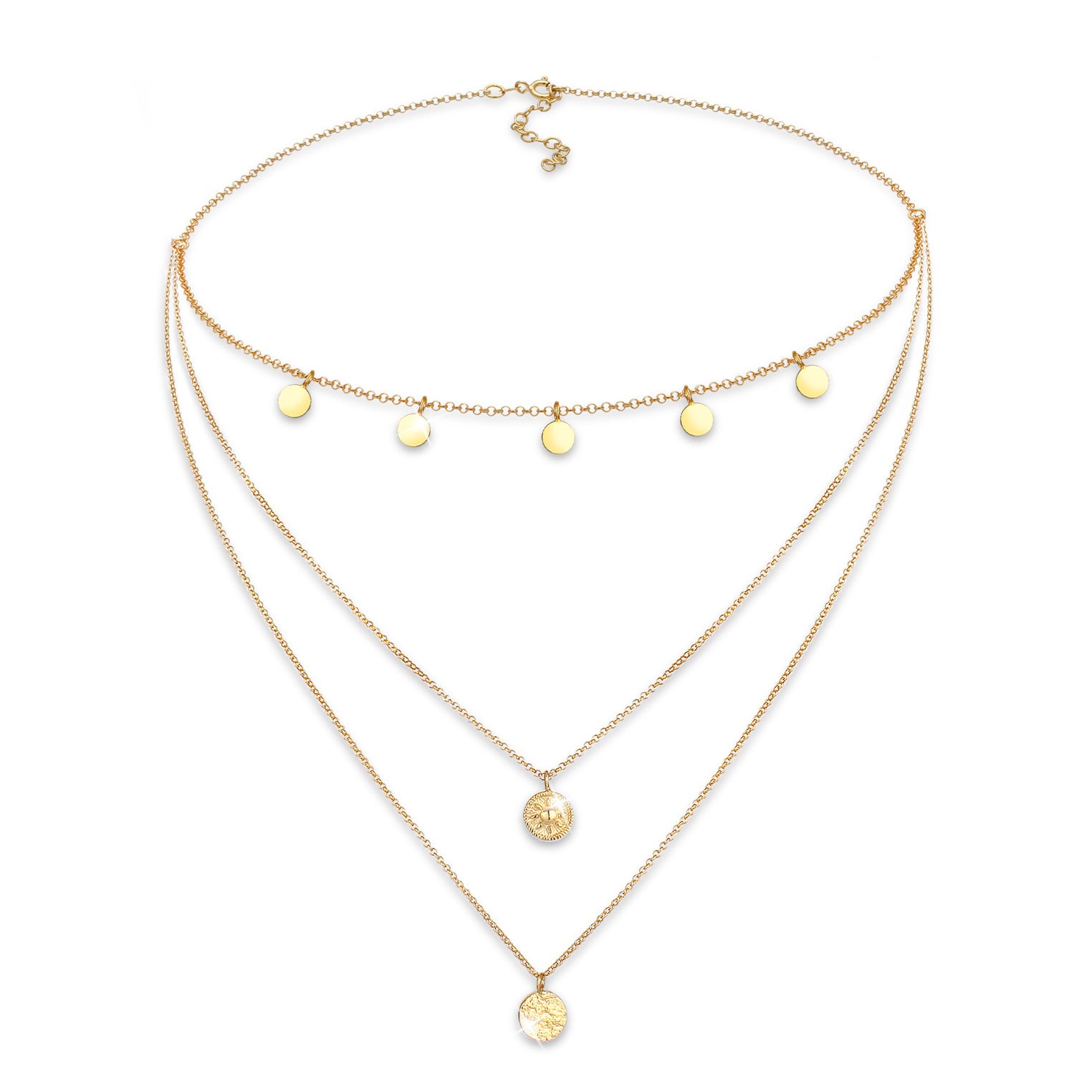 Elli 925 Sterling Silver Layered Choker with Coin 2004-BF-0007784-001