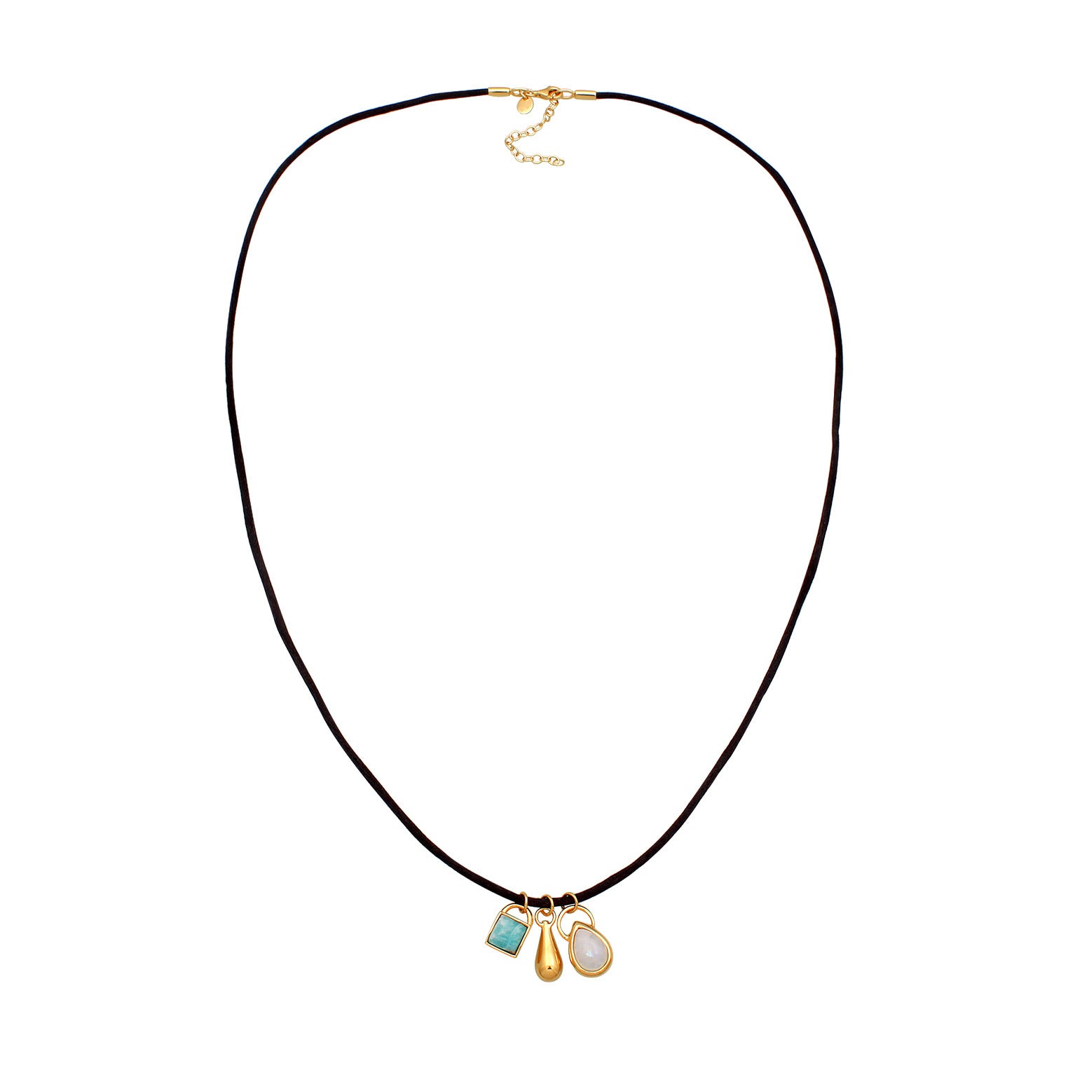 Elli 925 Sterling Silver Layered Choker Gold plated with Moonstone 2004-BF-0008265-001