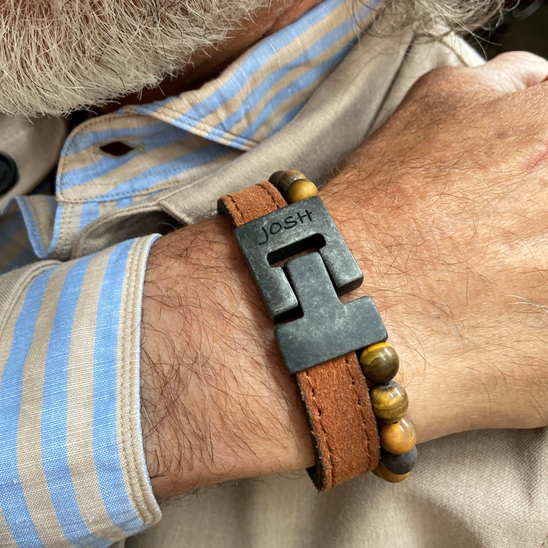 Josh Cognac Natural Stone Bracelet 25039VB/CGNC/LME-zoom-