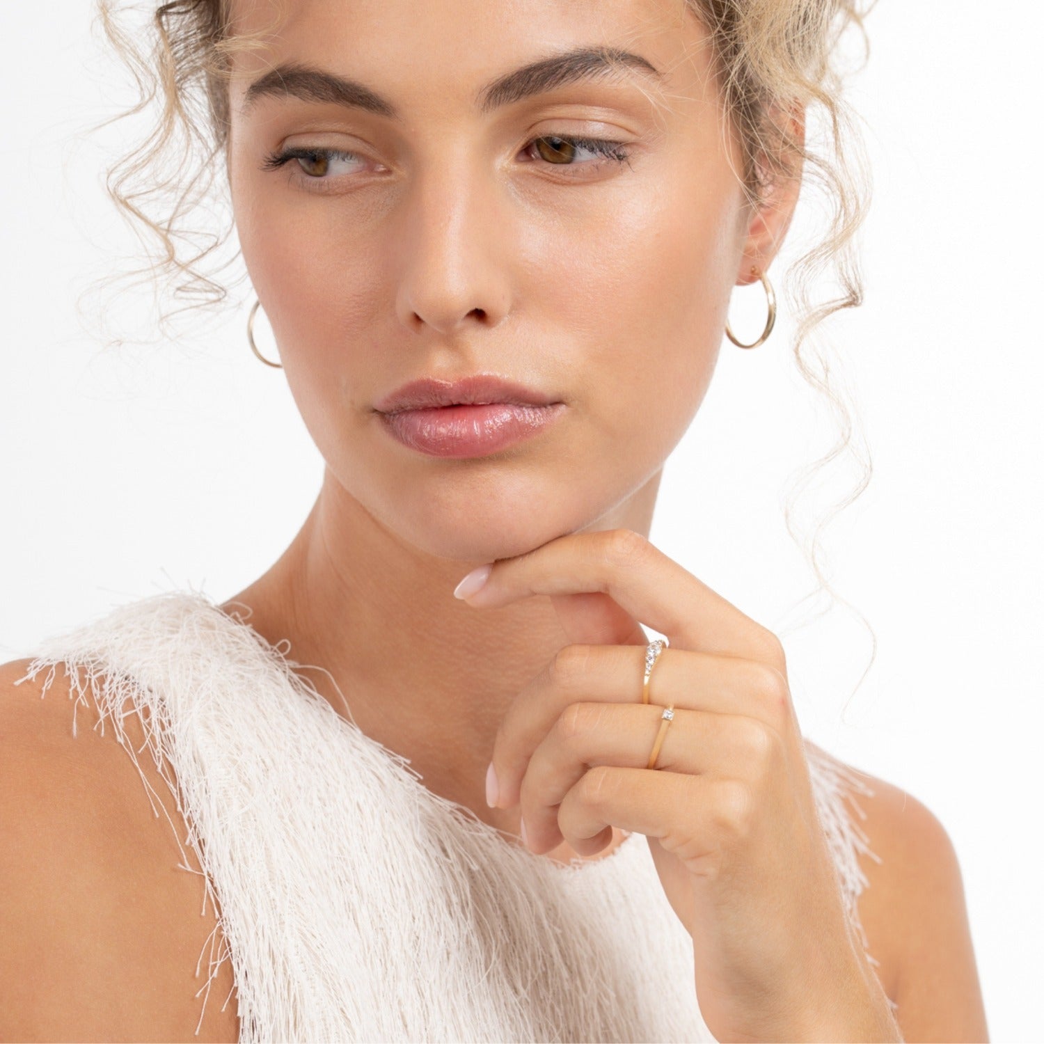 Isabel Bernard Rivoli Esme 14 Karat Gold Stacking Ring With Zirconia Stones IB330110-52