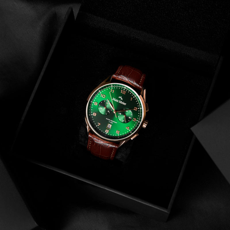Mats Meier Mont Vélan Chrono Groen/Bruine Horloge MM10002-zoom-