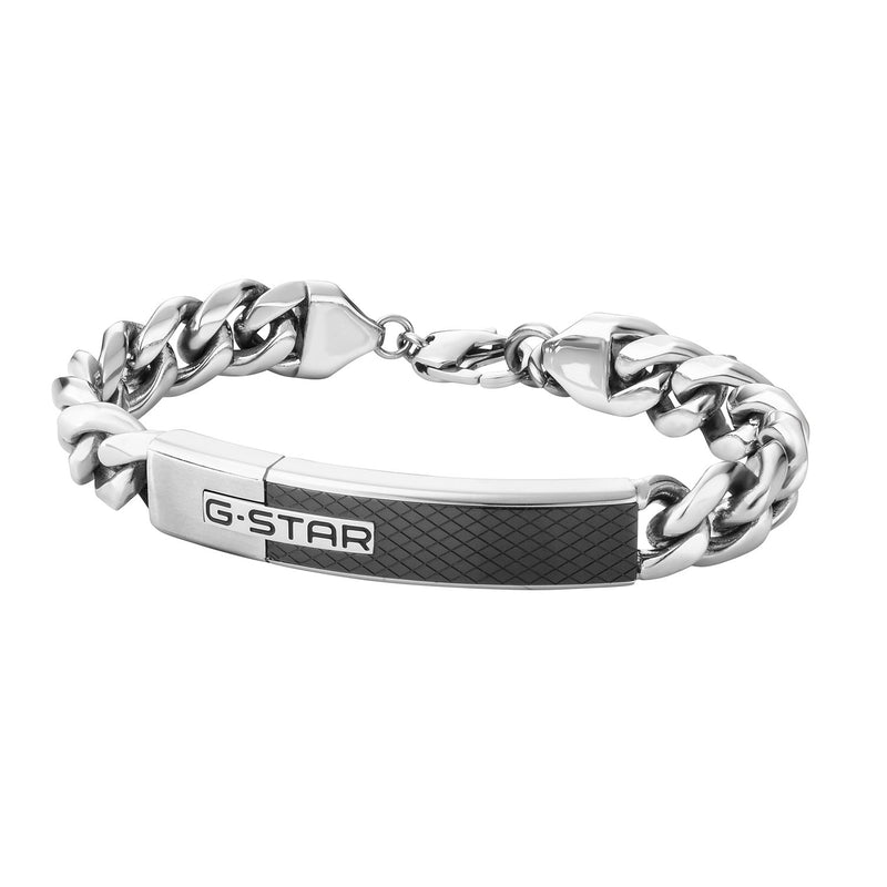 G-STAR Mtrx Zilveren en Zwarte Stalen Armband GSJ.105.02-zoom-