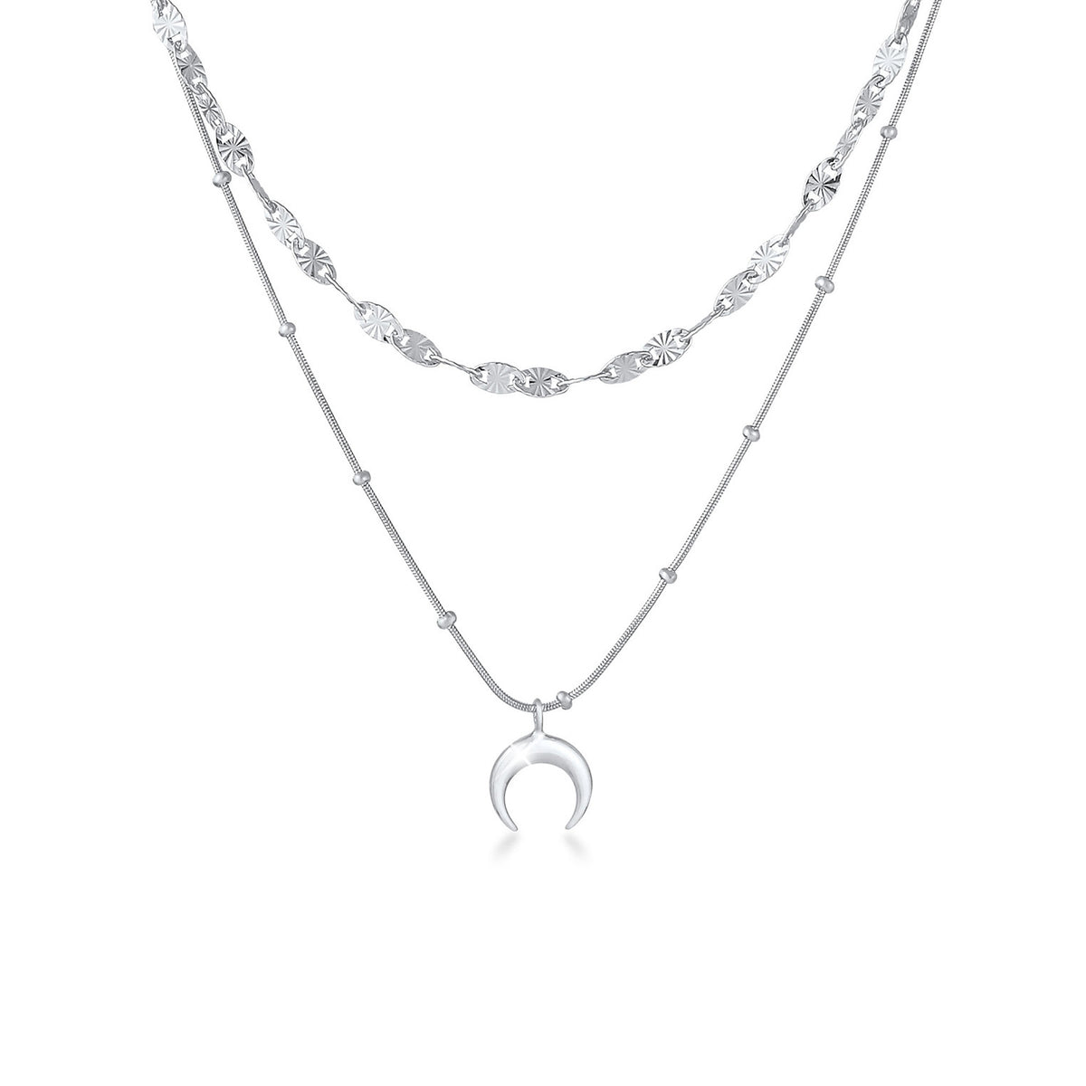 Elli 925 Sterling Silver Layered Link Chain Necklace 2004-BF-0008191-001