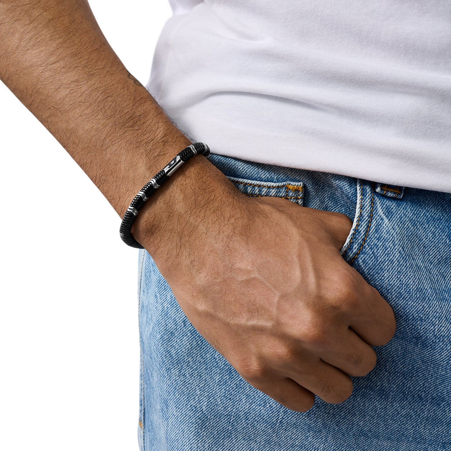 Diesel D Logo Silver Coloured Bracelet DX1574931