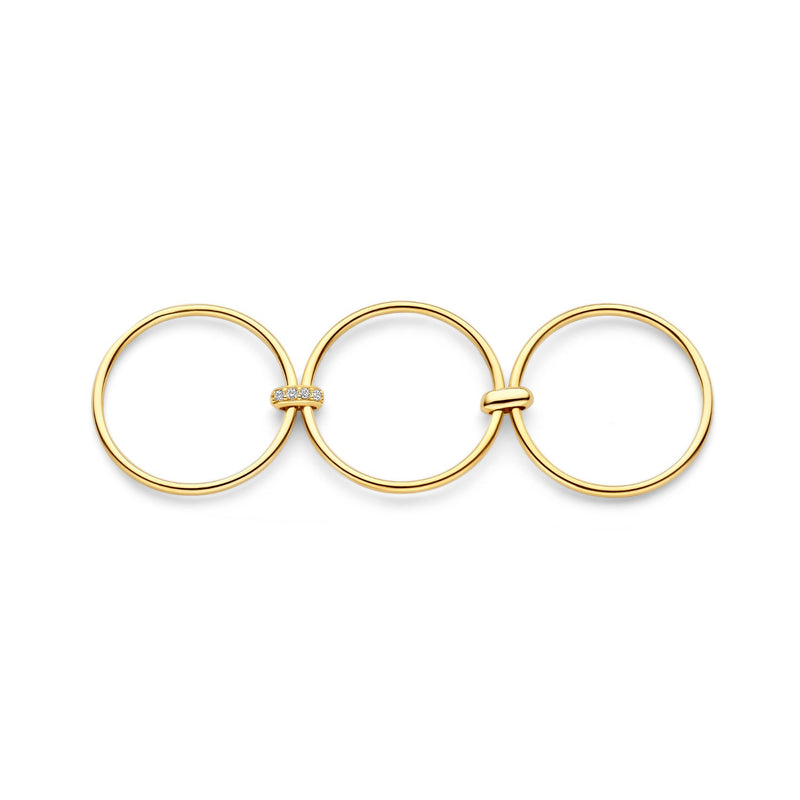 Isabel Bernard Cour d'Honneur Adora 14 karat golden 3-piece multiring with zirkonia stones IB330105-52-zoom-