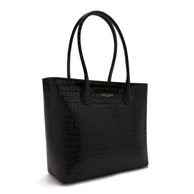 Isabel Bernard Honoré Lysanne Croco Zwarte Kalfsleren Shopper IB25024-zoom-
