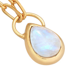 Elli 925 Sterling Silver Link Chain Necklace Gold plated with Moonstone 2004-BF-0008216-001