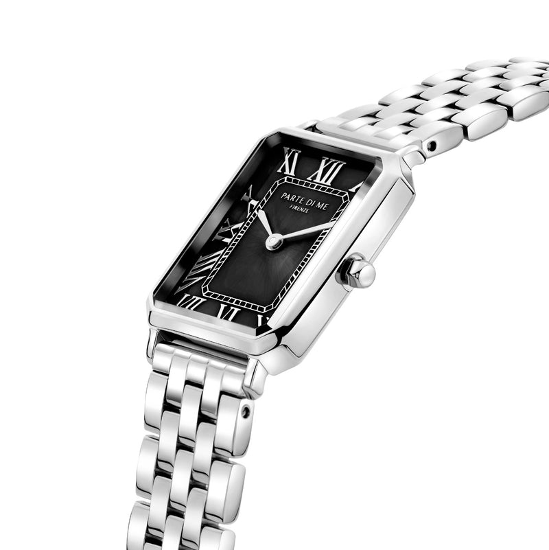 Parte di Me Orologio rechthoekig dameshorloge zilverkleurig en zwart PDM09025-zoom-
