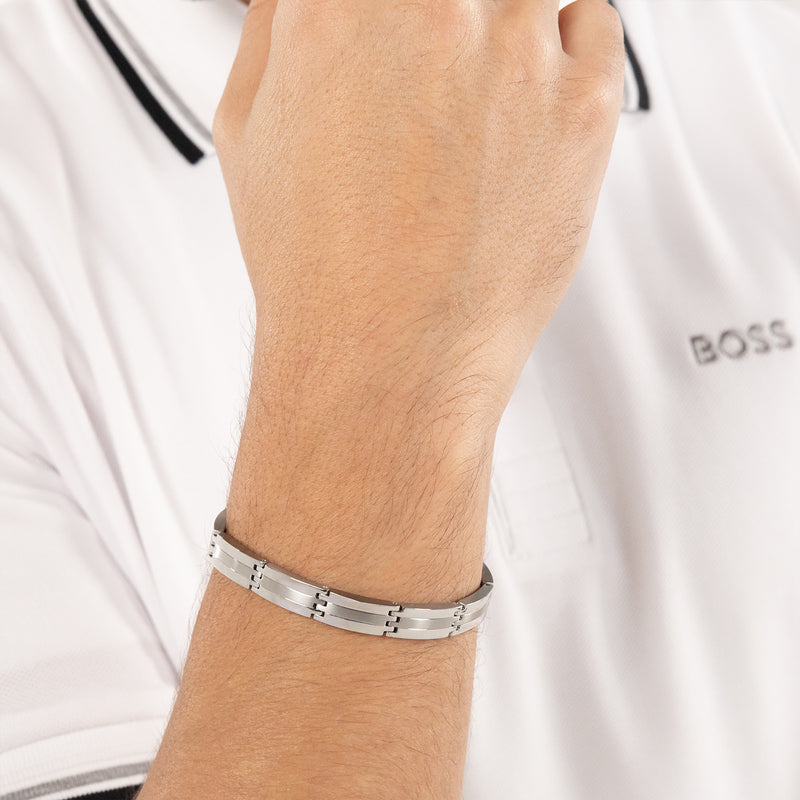 Hugo Boss Roestvrij Staal Zilverkleurige Heren Schakelarmband HBJ1580803-zoom-