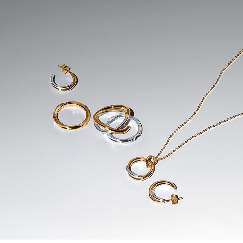 Pandora Essence Organically Shaped Two-tone Double Ring 163889C00-54-zoom-