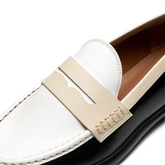 Isabel Bernard Vendôme Blandine black-white calfskin leather loafers with white details IB51015-10170-36