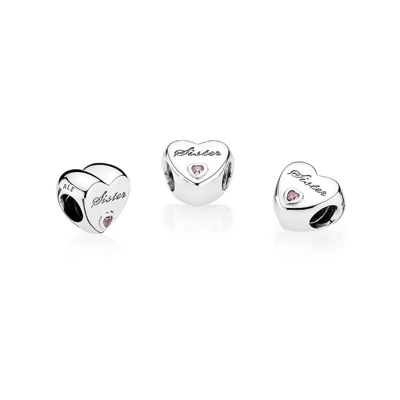 Pandora Silver Zuster Hart Charm 791946PCZ-zoom-
